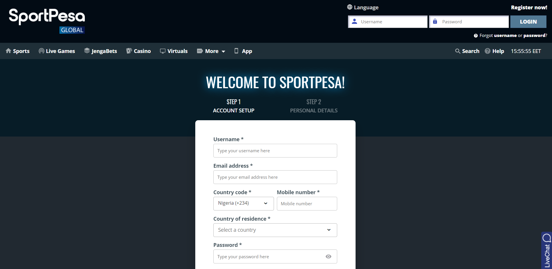 What does a Sportpesa registration give to a player?